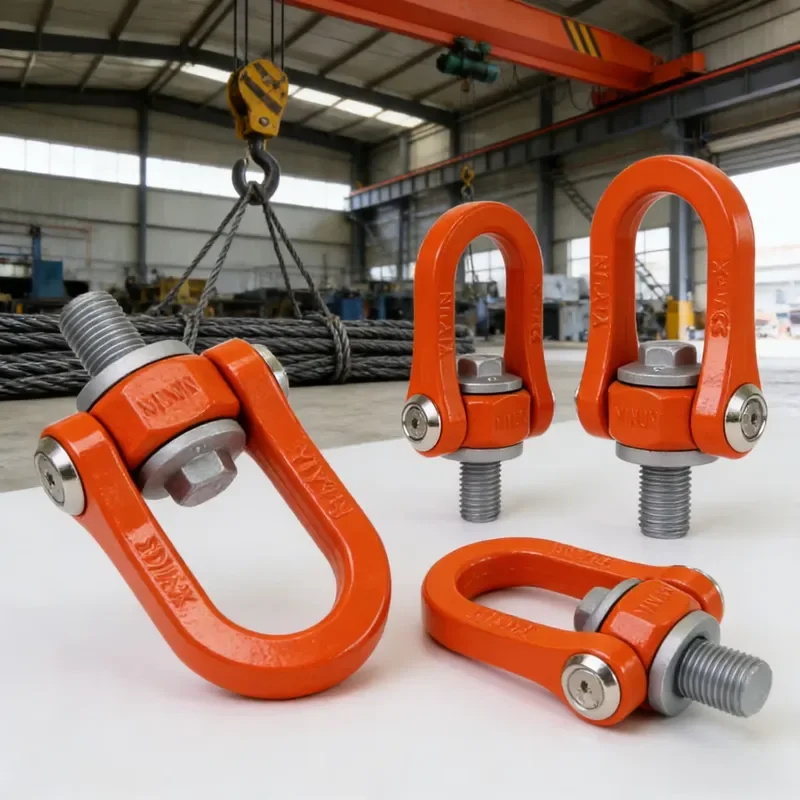 WLL Certified Forged Carbon Steel Rotary Ring 360 Degree Rotation M16 M20 M24 Heavy Duty High Strength Crane Marine Lifting