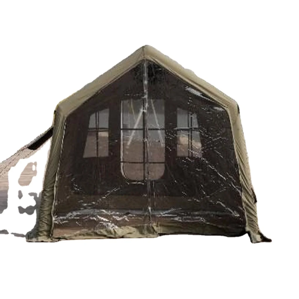 Tent,Green TC Cotton Summer Camping With Two Bedrooms Living Room Waterproof Portable 8+8 Air Column Expansion Camouflage Design
