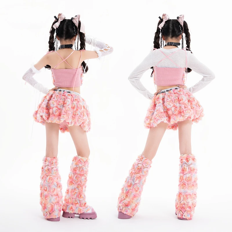 Neue Mädchen Kpop Street Dance Kleidung Rosa Süße Set Jazz Dance Kostüm Gruppe Hip Hop Streetwear Kleidung Team Bühne Zeigen Kleidung