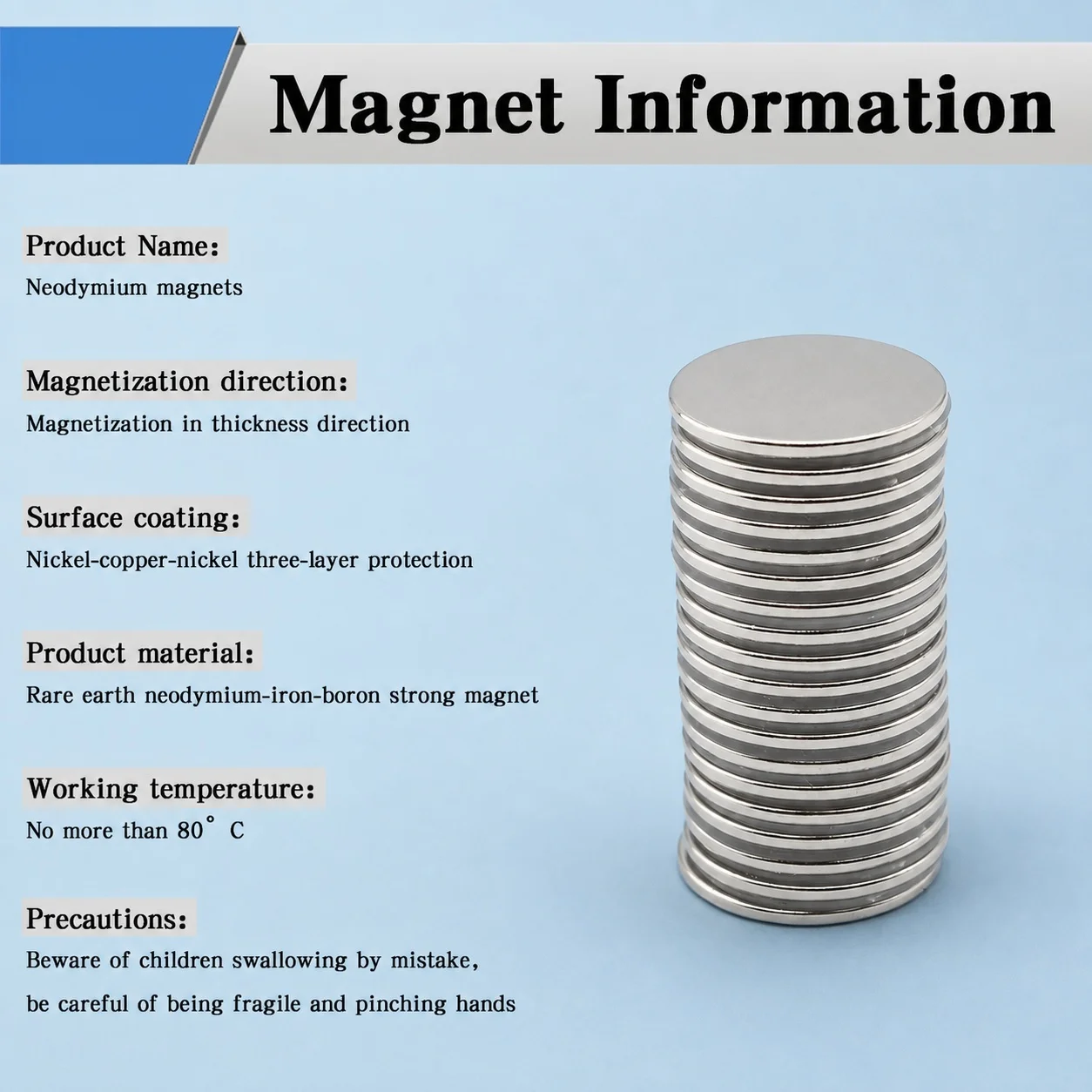 Neodymium Magnet Strong Suction Durable Magnetic Iron Composite Disc 25x2mm for Cabinet Attachment Daily Household