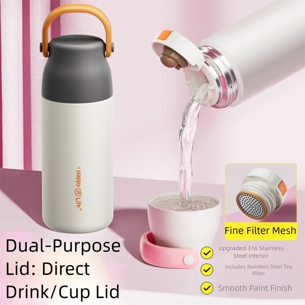 

500ml Insulated Bottle 316 Stainless Steel Handheld Thermos Water Bottle Keeps Cold and Heat Large Capacity