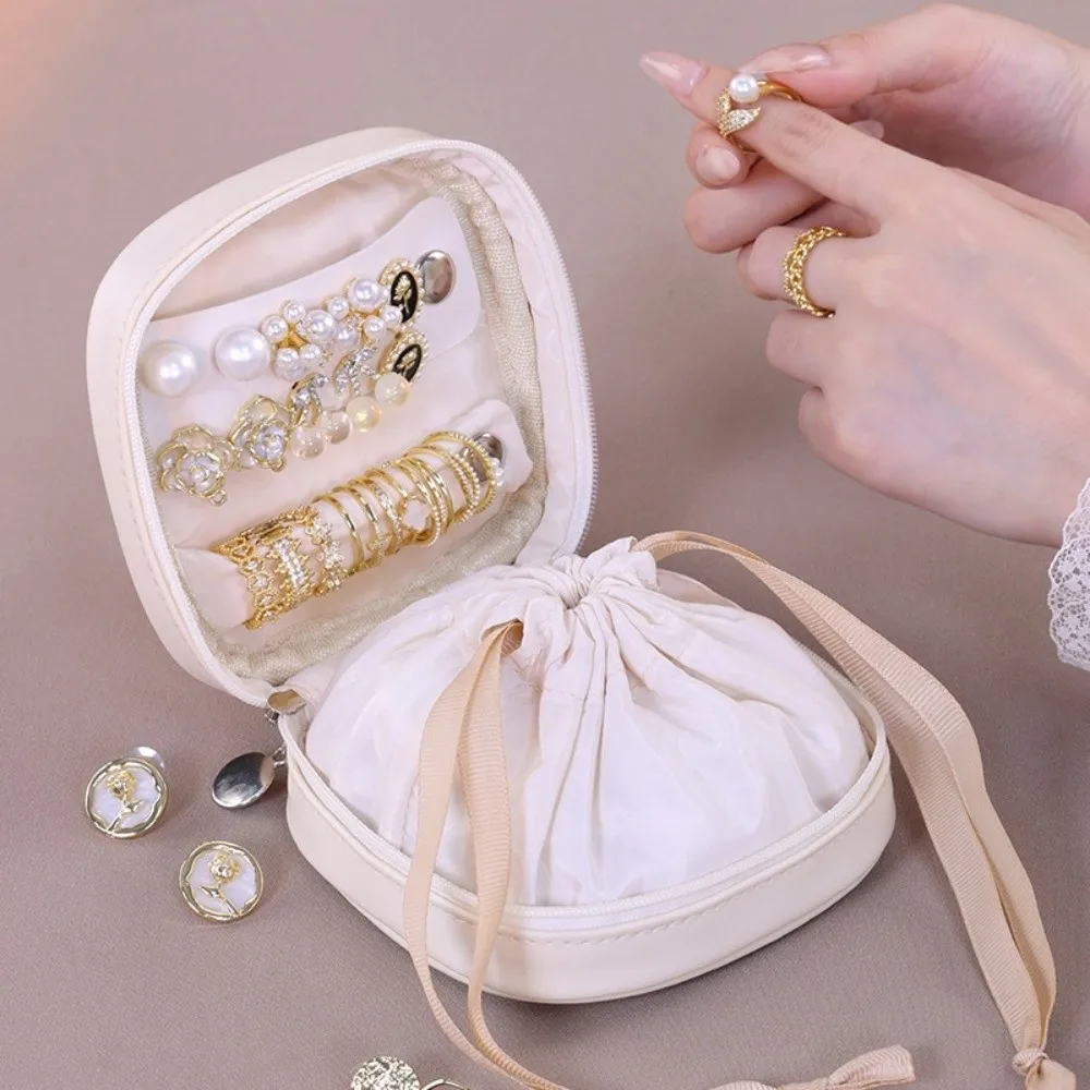 

Mini Portable PU Jewelry Box Organizer Necklace Travel Earrings Ring Sorting Bag Packing Bag Bracelet Drawstring Storage Bag