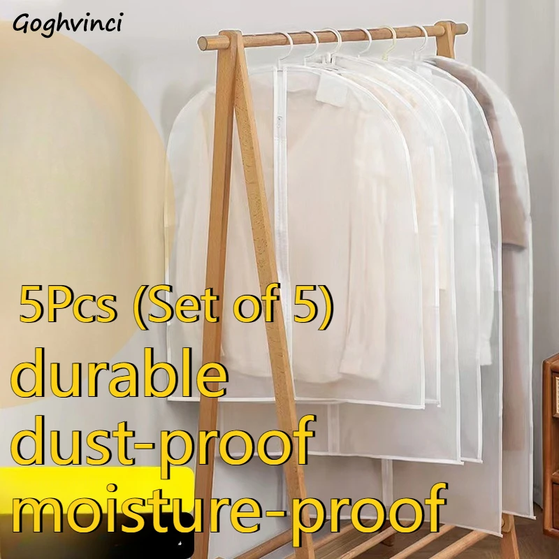 

Clothing Covers Household Frosted Clear Garment Transparent Wardrobe Hanging Dust-proof Simple Large Capacity Clothes 5Pcs