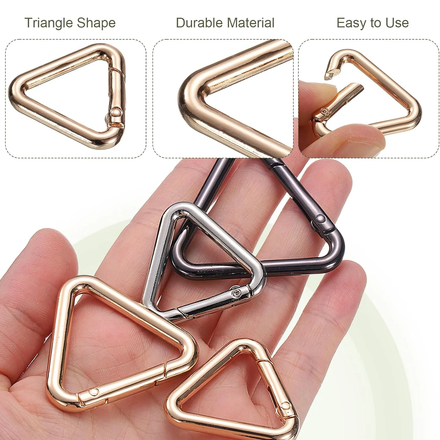 5pcs Triangle Key Ring, Spring Snap Clip Hook Trigger Keychain Kettle Buckle for Bags Purses