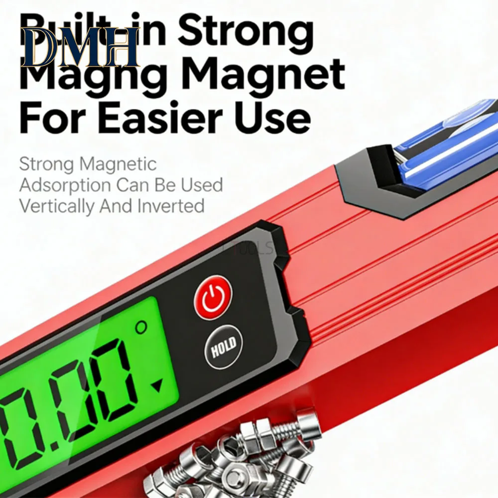 DMH-Magnetic Digital Level Ruler 30/40/50Cm High Precision Electronic Level 0-90 ° Bubble Level Inclinometer Angle Measuring Rul