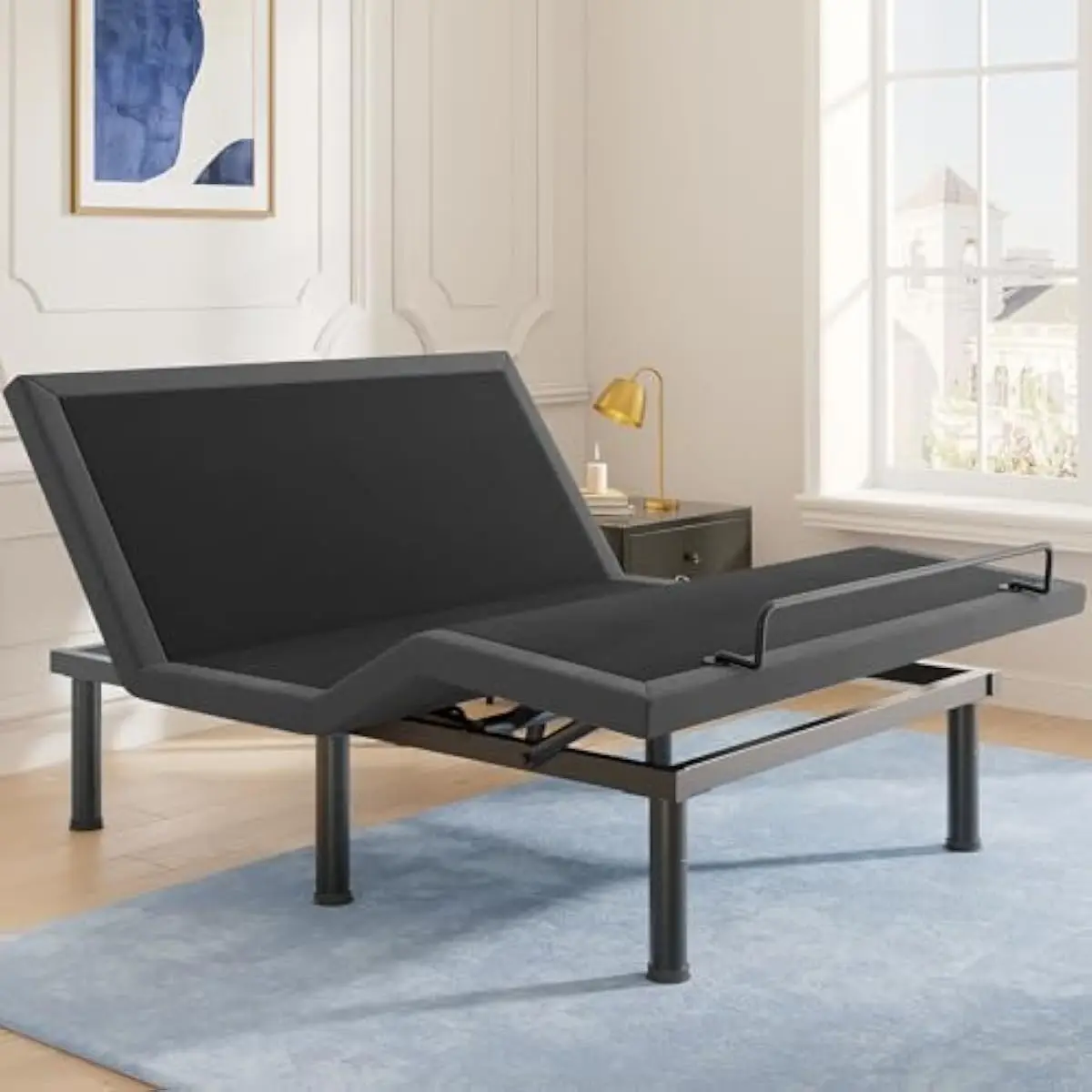 Full-Size Adjustable Metal Base with Wireless Remote Featuring Head & Foot Articulation Up to 65° and 45°, Zero Gravity Mode, Si
