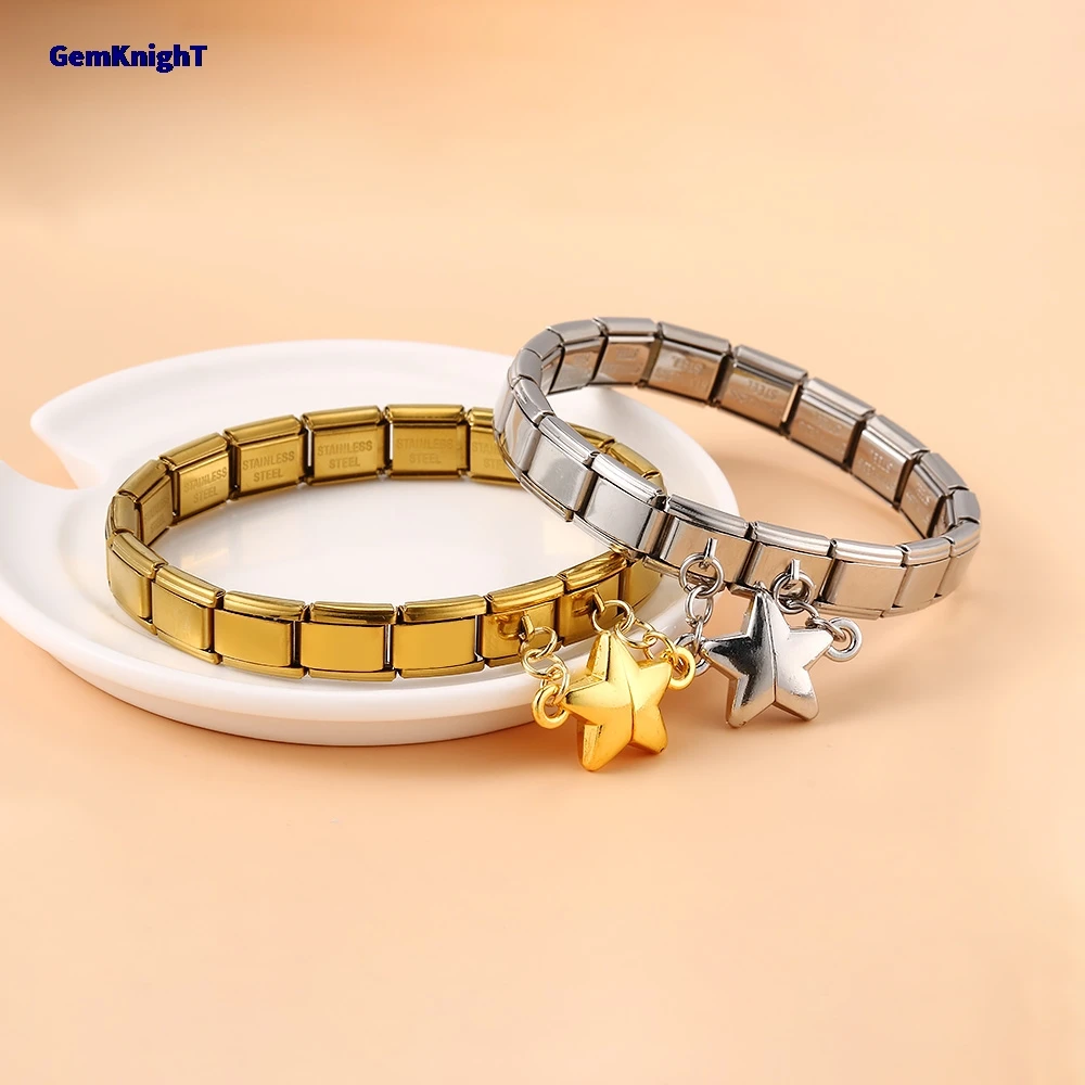 Abnehmbare sternförmige magnetische Anziehung italienischer Charm-Link für 9 mm DIY-Herstellung von Perlen, modischer Edelstahl-Armband-Schmuck – Detail 8