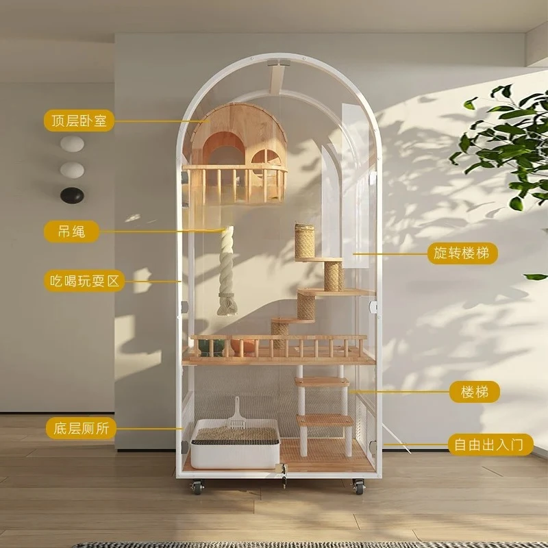 

XL Cat Villa Bantam Панорамный шкаф для кошек для подростков Клетка для кошек из цельного дерева с унитазом