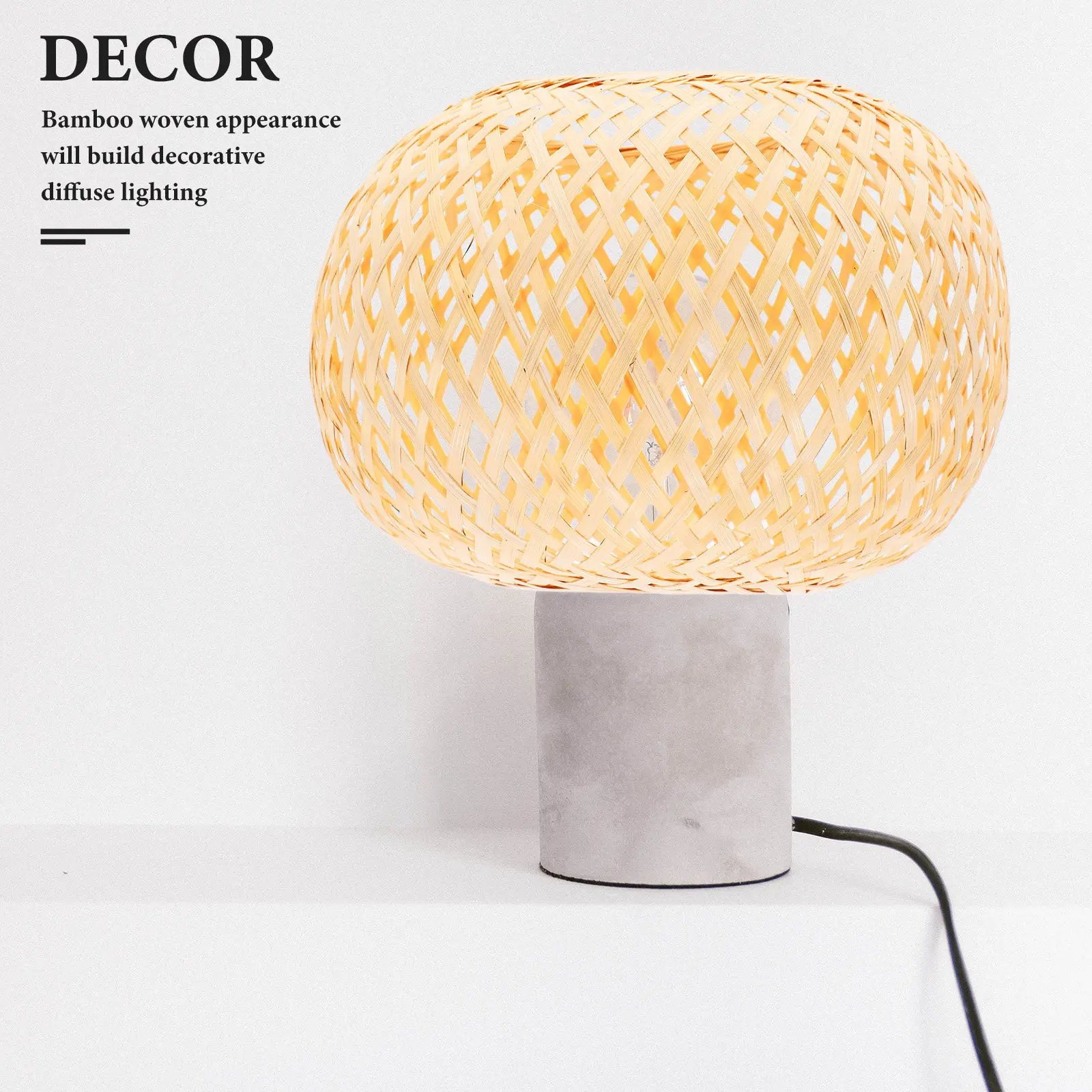 1Pcs Bamboo Woven Lampshade Simple Style Chinese Design Lamp Cover Accessory Warm Room Decorative Diffuse Light