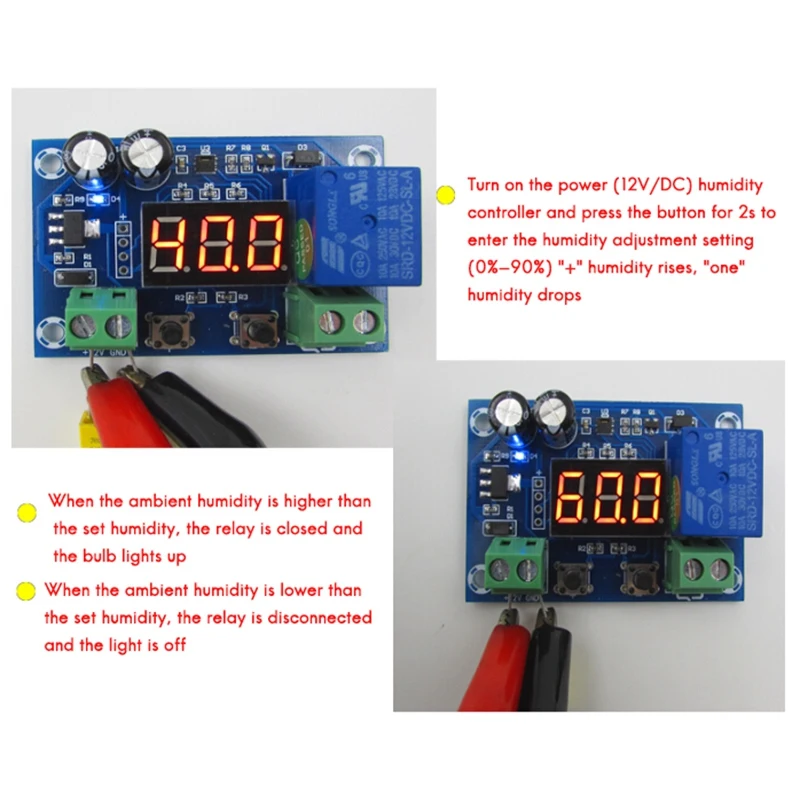 XH-M451 Humidity Control Module DC12V Humidity Probe Digital Display Humidity Switch Control Board Module