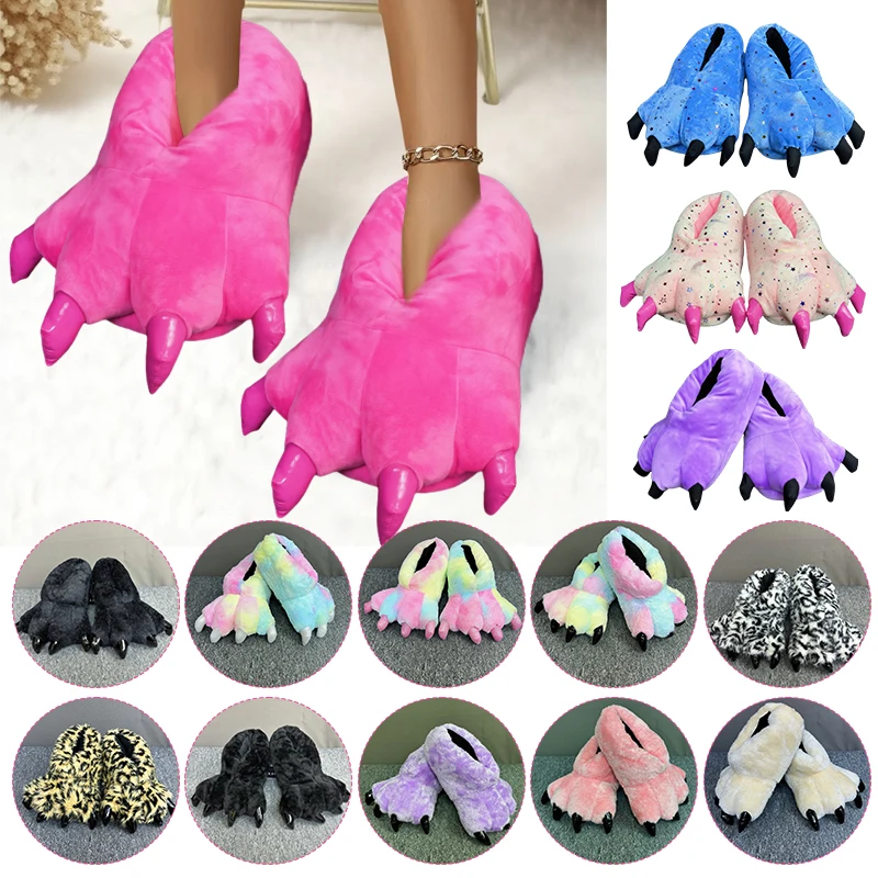 Disfraz de Cosplay de felpa para Halloween, zapatos peludos con pata de Animal, zapatos para niña y gato, bonito traje de peluche con pata de gato, calcetín para pie de Animal, regalo de Navidad