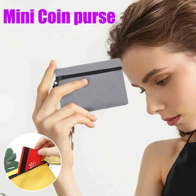 

1-6 PCS Simple Zipper Key Bag Portable Storage Wallet Oxford Cloth ID Card Bag Coin Bank Card Storage Bag Solid Color Compact