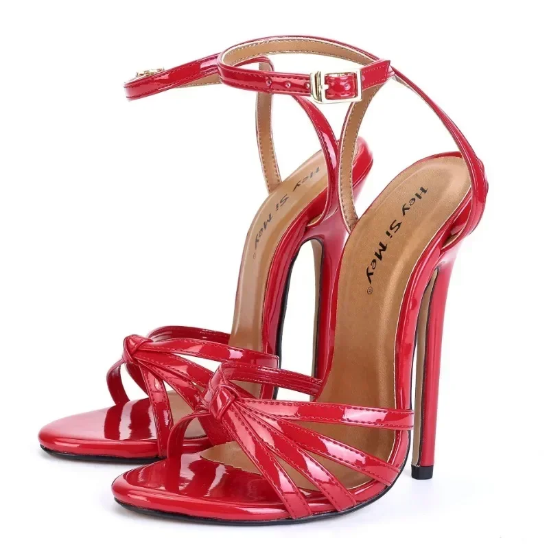 New Fashion Show Sexy Sandals Woman Fashion Buckle Strap Patent Leather 14CM Thin Heels Classics Dress Women Shoes Pumps Black