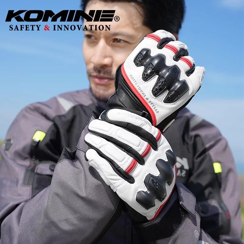 Original KOMINE GK-854 Autumn/winter New Sheep Leather Knight Gloves High Heat Protection Windproof Motorcycle Gloves