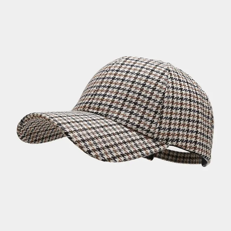 Unisex Luxury Brand Brown Baseball Caps for Men Women British Plaid Cap Trucker Hat Casquette