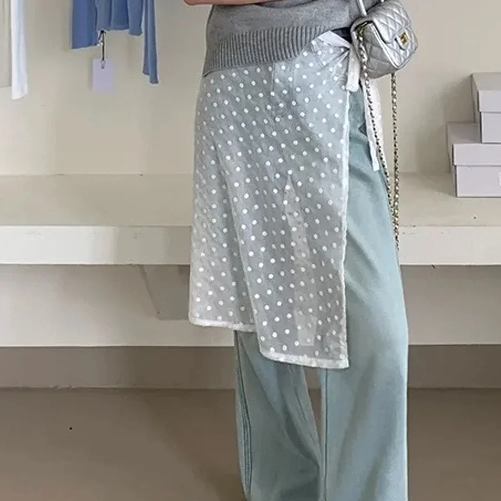 Mode Kanten Open Rok Lente Zomer Y2K Gelaagde Schort Wikkelrok Middellange Vetersluiting Gestapelde Rok Nieuwe Rok Met Vastbinden