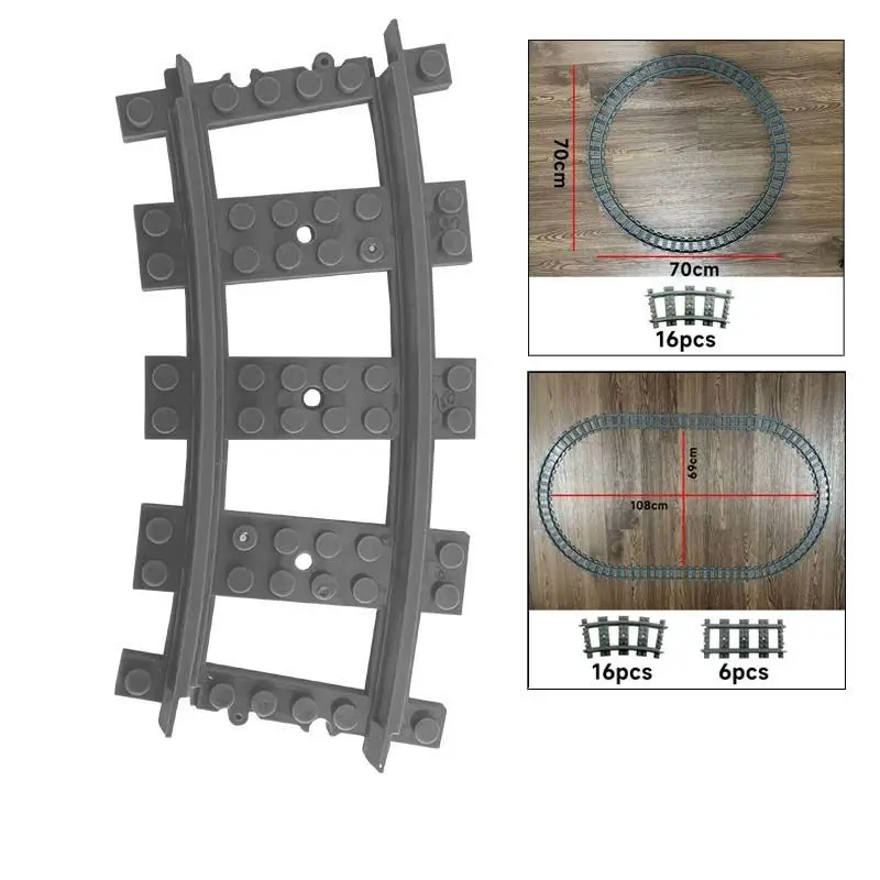 MOC-modelo de pista de tren de ciudad, pista curva recta suave, 10-100 piezas, bloques de construcción DIY, juguete para niños, regalo