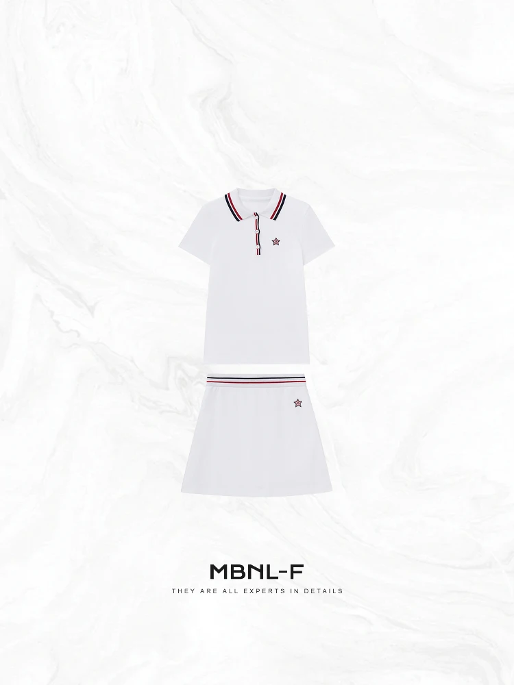 

Комплект из 100% хлопка MBNLF Retro Academy Tennis Series для женщин: летний модный ансамбль Sle Kingle XMXTZ596, премиальный женский наряд