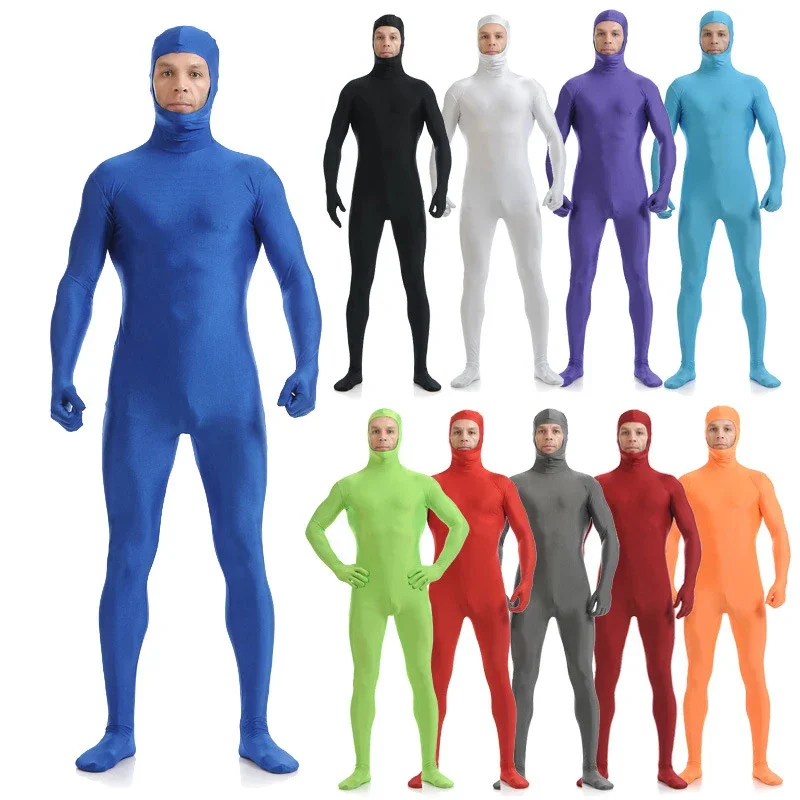 

Full Bodysuit Spandex Nylon Zentai Second Skin Tight Suit Halloween Dance Performance Party Cosplay Face Open Jumpsuit