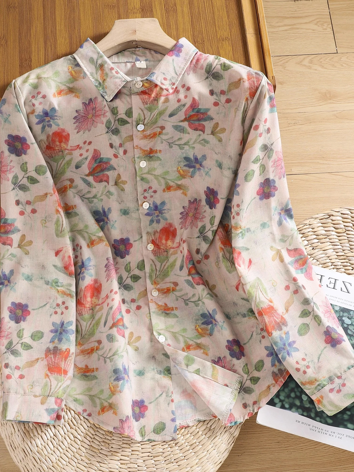 

Женский свободный хлопковый льняной топ для похудения с принтом, универсальный художественный топ большого размера, модная летняя повседневная одежда