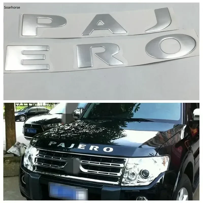 Soarhorse Silver Front Bonnet Emblems Badge Logo Stickers for Pajero Montero V73 V75 V77 V93 V97