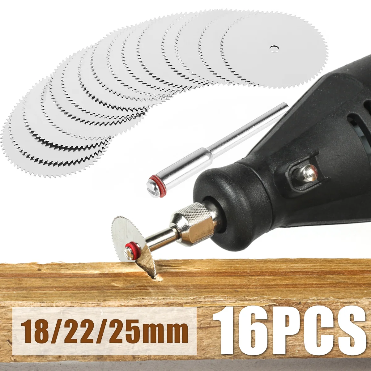 

Набор из 15 дисковых пил 18/22/25 мм для циркулярной пилы, нержавеющая сталь, с креплением для роторного инструмента, для резки дерева, ПВХ, пластика