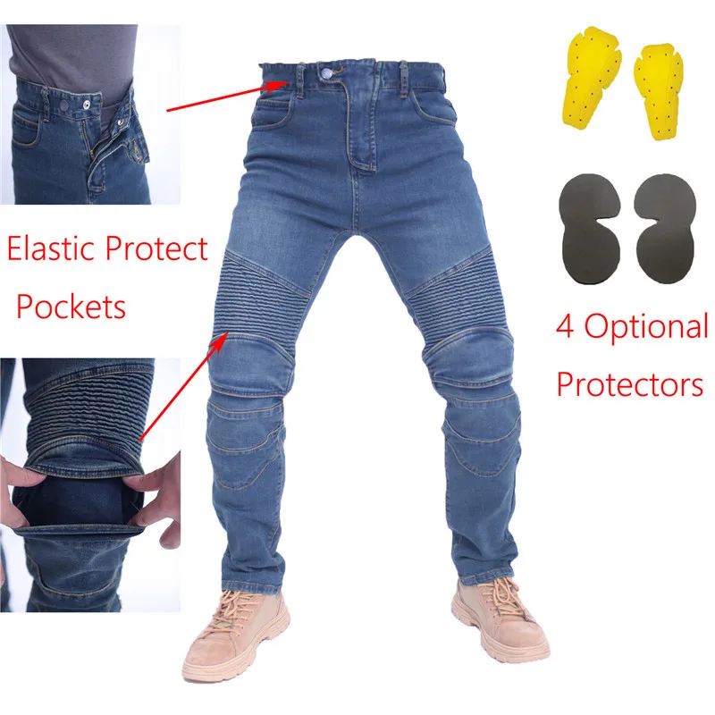 Komin Embroidery Motorcycle Pants Pantalon Motocross Belt Protective Gear Option Motorcycle Driver License Test Motos Jeans
