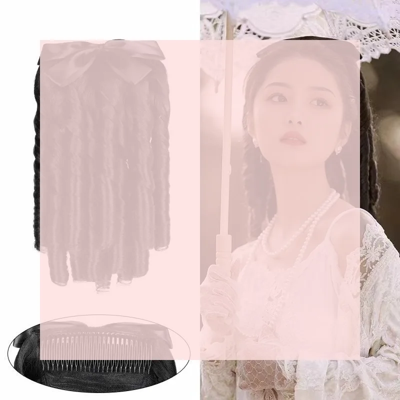 

1PC Synthetic Retro Ponytail With Comb European Princess Curly Puff Ponytail Clip In Hair Tail Natural False Hair Extension