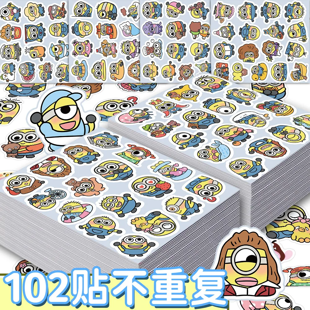 مجموعة ملصقات مينيونز مكونة من 102 قطعة - ديكور كرتوني لطيف للمجلة والكمبيوتر المحمول ومحبي الحقير