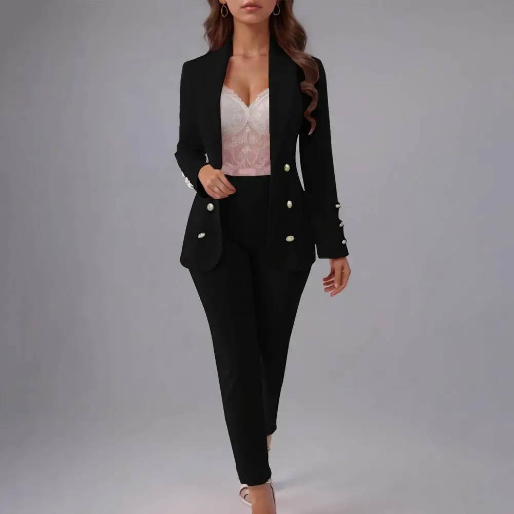 

2025 Blazer Suit for Women Loose Fit Professional Attire for Women Elegant Women's Double Breasted Business for Ladies