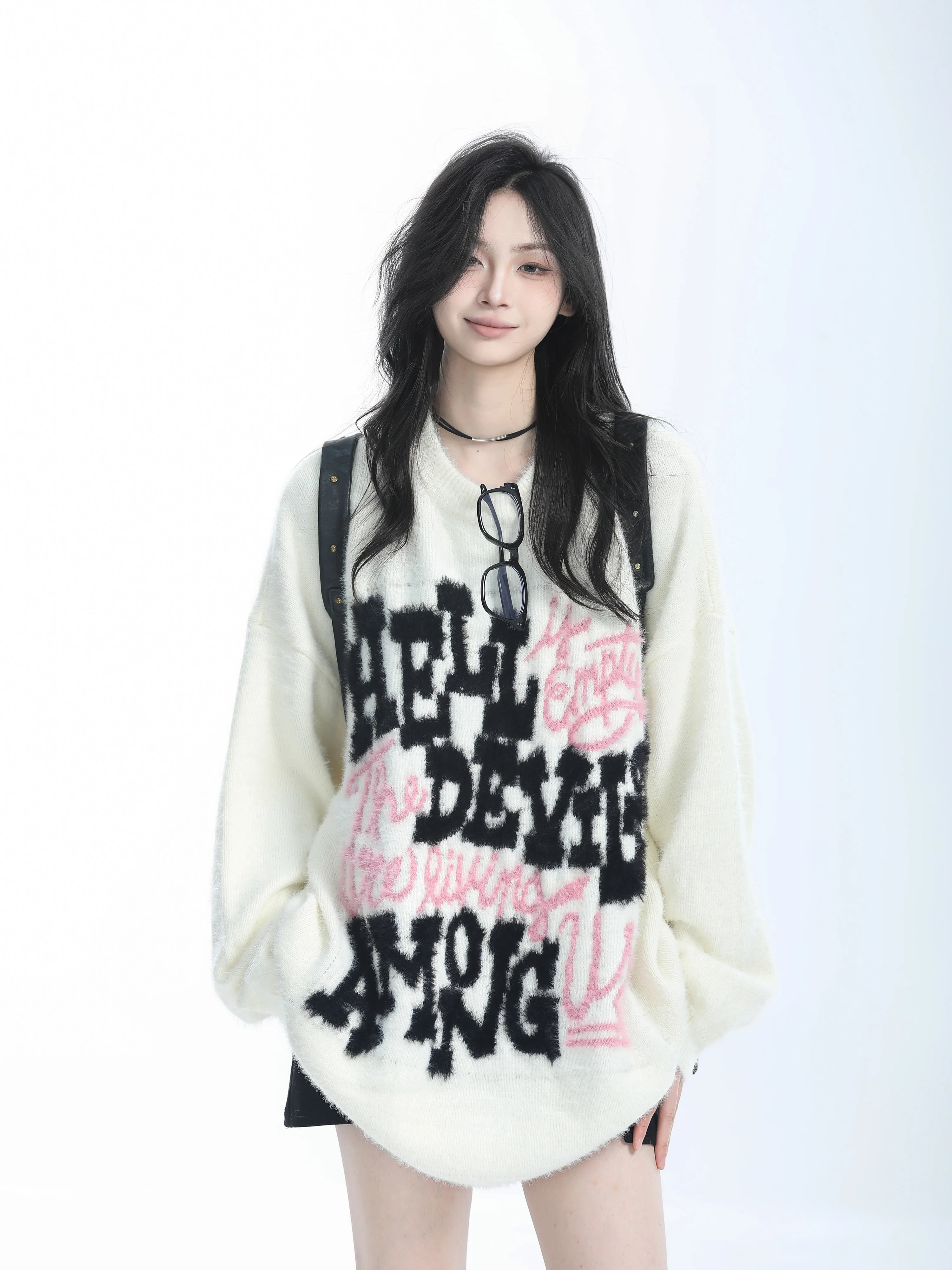 

New Years Y2k Pullover Clothing French Jumpers Korean Fashion Chic Christmas Vintage Sweater Women Long Sleeve Slim Elegant