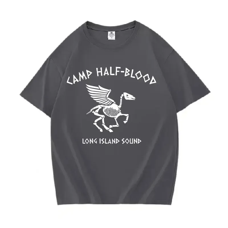 Camp Half Blood Long Island Sound Skull Percy Jackson T Shirts Men Women Vintage Casual Cotton Oversized T-shirt Gothic Clothing