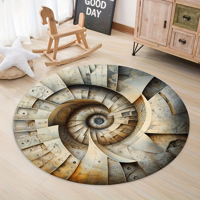Nordic Light Luxury Round Floor Mat – Machine Washable Indoor Rug for Living Room & Bedroom