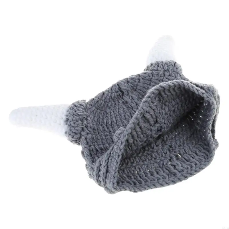 Winter Parent-Child Skullies Knitted Hat Warm Thick Halloween Cosplay Barbarian Viking Funny Ox Horn Skull Cap 6XDA