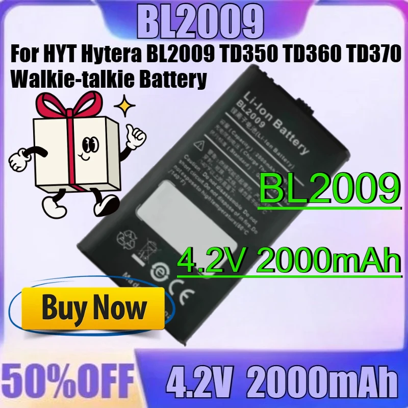 

For HYT Hytera BL2009 TD350 TD360 TD370 Walkie-talkie Battery New High Quality BL2009 4.2V 2000mAh Battery