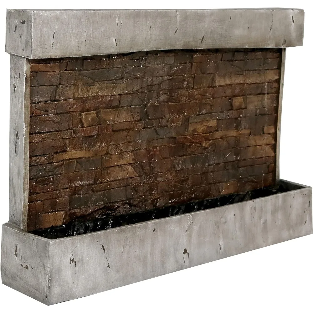 

Ancient Wall 24-Inch Polyresin Wall-Mounted Outdoor Fountain - Electric Submersible Pump - 3-Gallon Water Capacity Brown