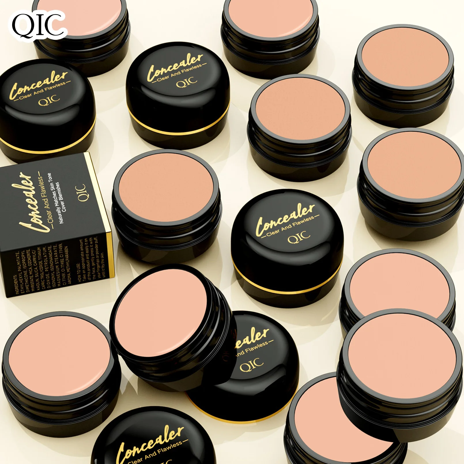 QIC Holding Makeup Concealer mit Pinsel Spot Akne Print Repair Foundation Augenringe sind nicht leicht zu klebendes Puder.