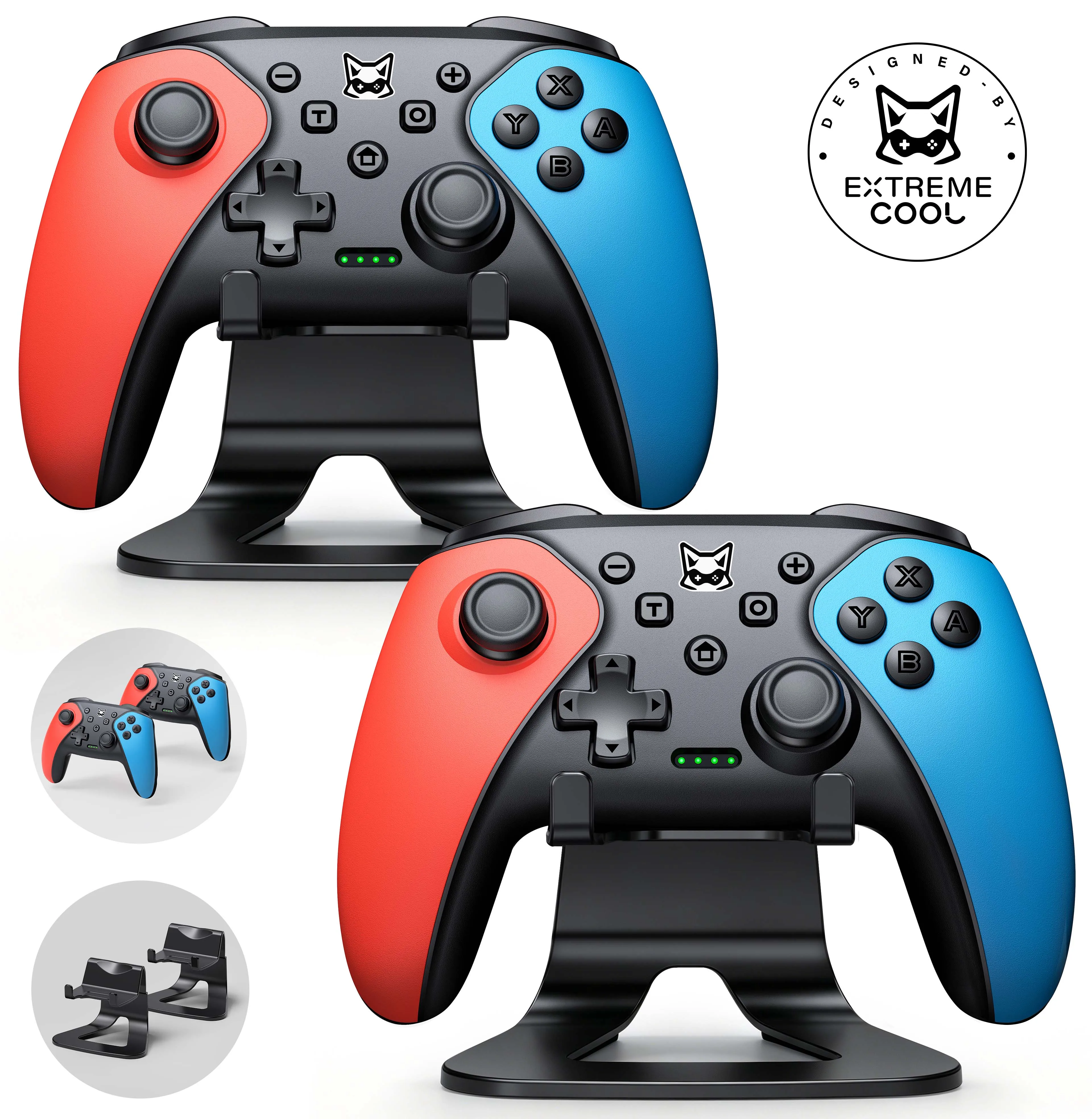 beboncool-ワイヤレスゲームパッド-2個セット。1000mahバッテリー内蔵。switch2-switch-lite-oled、android-ios-pcに対応。ターボ機能搭載。2つのスタンド付き。
