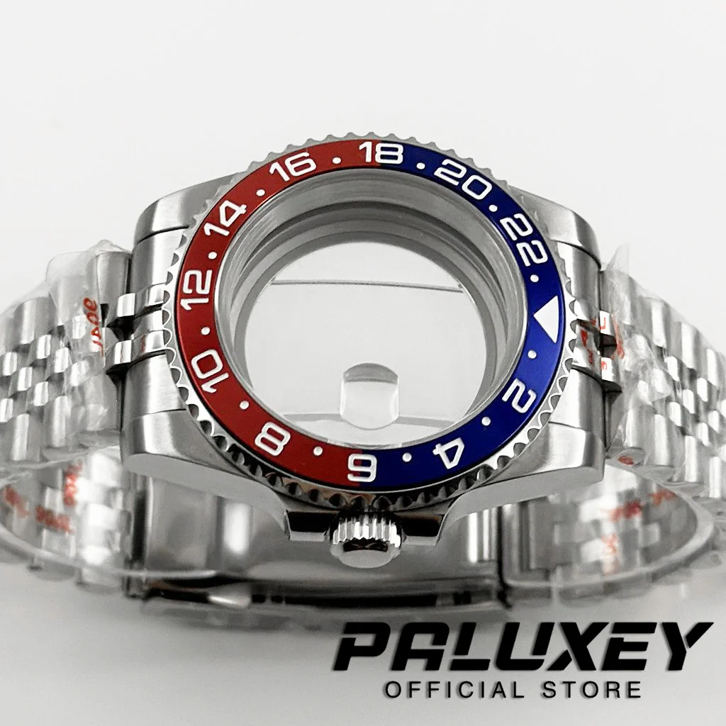 NH35 40 مللي متر غواص مقاوم للماء GMT فحم الكوك الحافة ل NH34 NH35 NH36 NH38 ETA2824 حركة الياقوت ساعة زجاجية حافظة الإنزلاق قفل المشبك