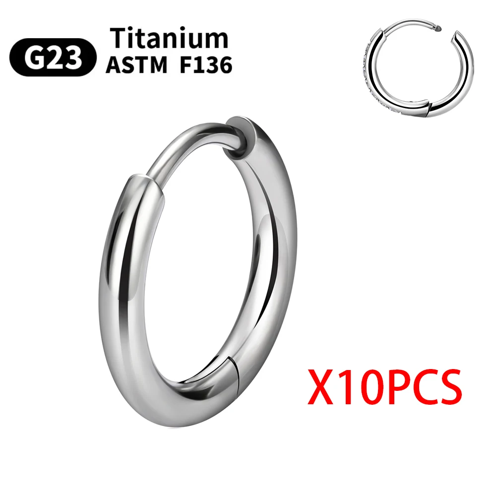 1/10PCS G23 Titanium Hoop Earring Nose Ring for Women CZ Hinged Segment Round Ear Tragus Cartilage Helix Daith Piercing Jewelry