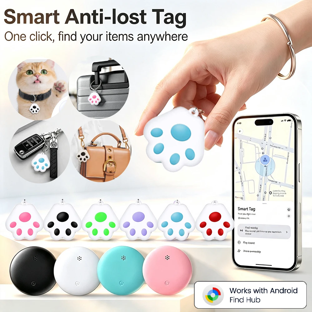 mini-rastreador-inteligente-bluetooth-compativel-com-google-find-hub-etiqueta-localizadora-anti-perda-com-estojo-chaveiro-para-animais-de-estimacao-chaves-de-carro-e-localizador-de-itens