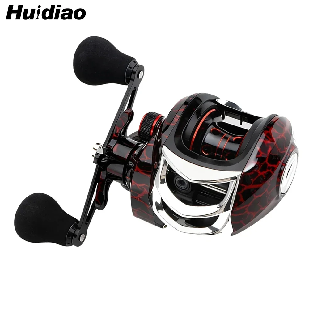 Huidiao Baitcasting-Rolle mit 12-stufigem Magnetbremssystem, Low-Profile-Angelrolle, 7,2:1 Hochgeschwindigkeitsübersetzung, CNC-Metallspule