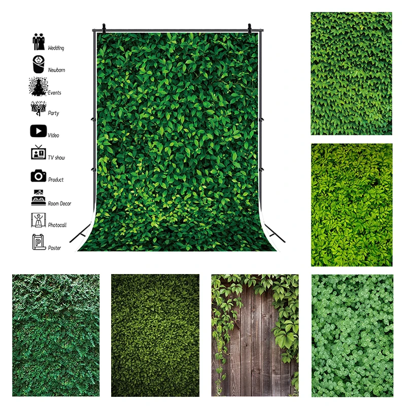 

Green Leaves Wall Photography Backdrop Photo Background Wedding Birthday Decoration Baby Potrait Photoshoot Photo Studio Props