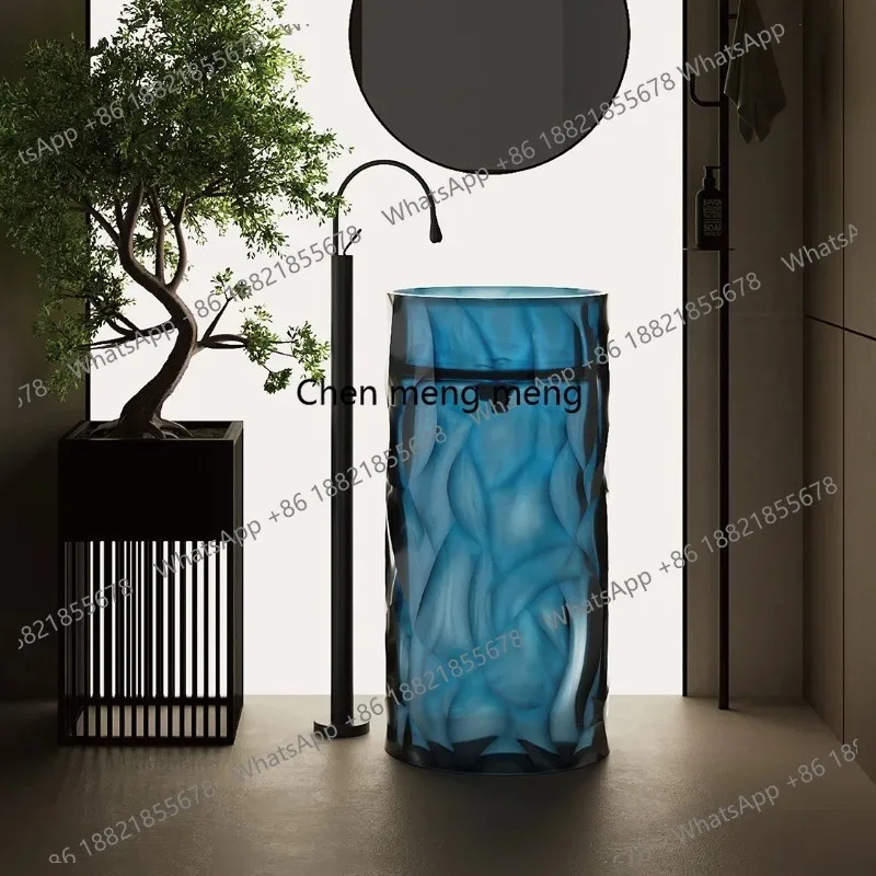 K153  K153  Thickened transparent resin column basin Floor-to-ceiling small apartment household art column basin niche outdoor