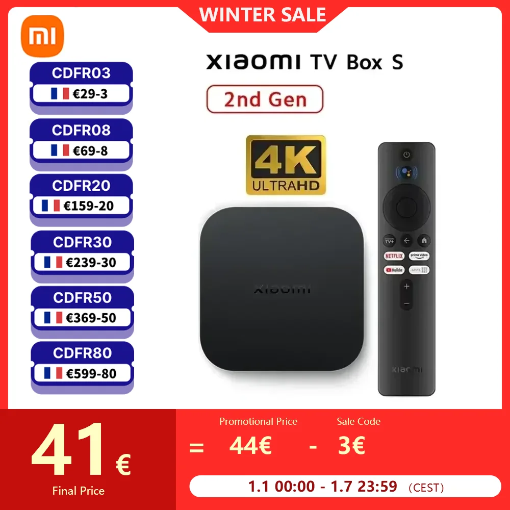 Xiaomi Mi TV Box S 2nd Gen Global Version Smart TV Box Media Player 4K Ultra HD BT5.2 2GB 8GB Android Google TV Google Assistant