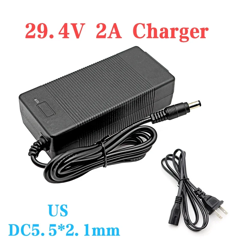 29.4V 2A 3A 5A 5.5*2.1mm DC Power Supply Adapter Charger For 24V 25.2V 21700 18650 Li-ion  Battery charger AC100V-240V