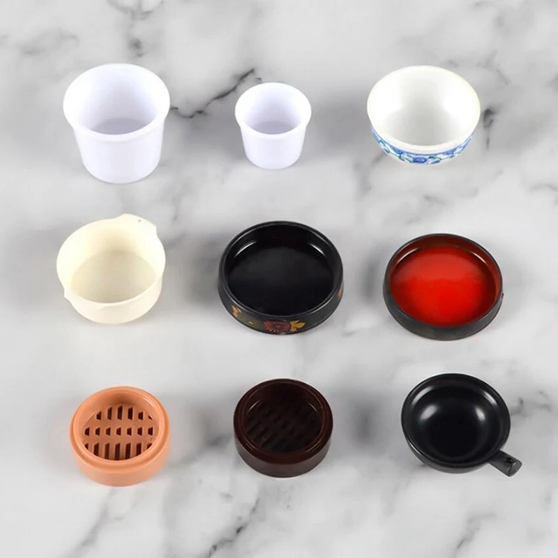 Dollhouse Kitchen Dinnerware Model Simulated Food Toys Bowl Plate Spoon Pot Playing House Miniature Cookware Doll Accessories