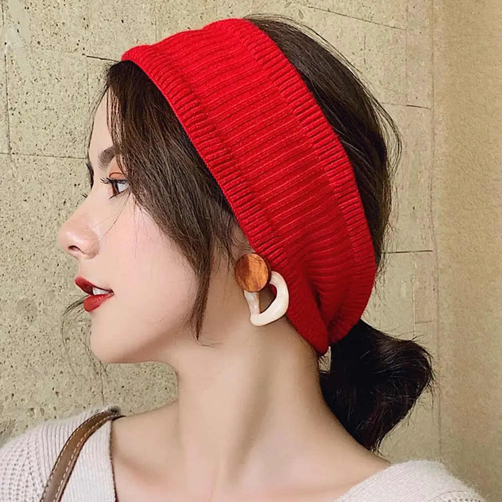 Women Neck Scarf Autumn Winter Knitted Neck Warmer Dual Use Sheer Trim Hair Band High Elastic Lace End Scarf Women Neckerchief