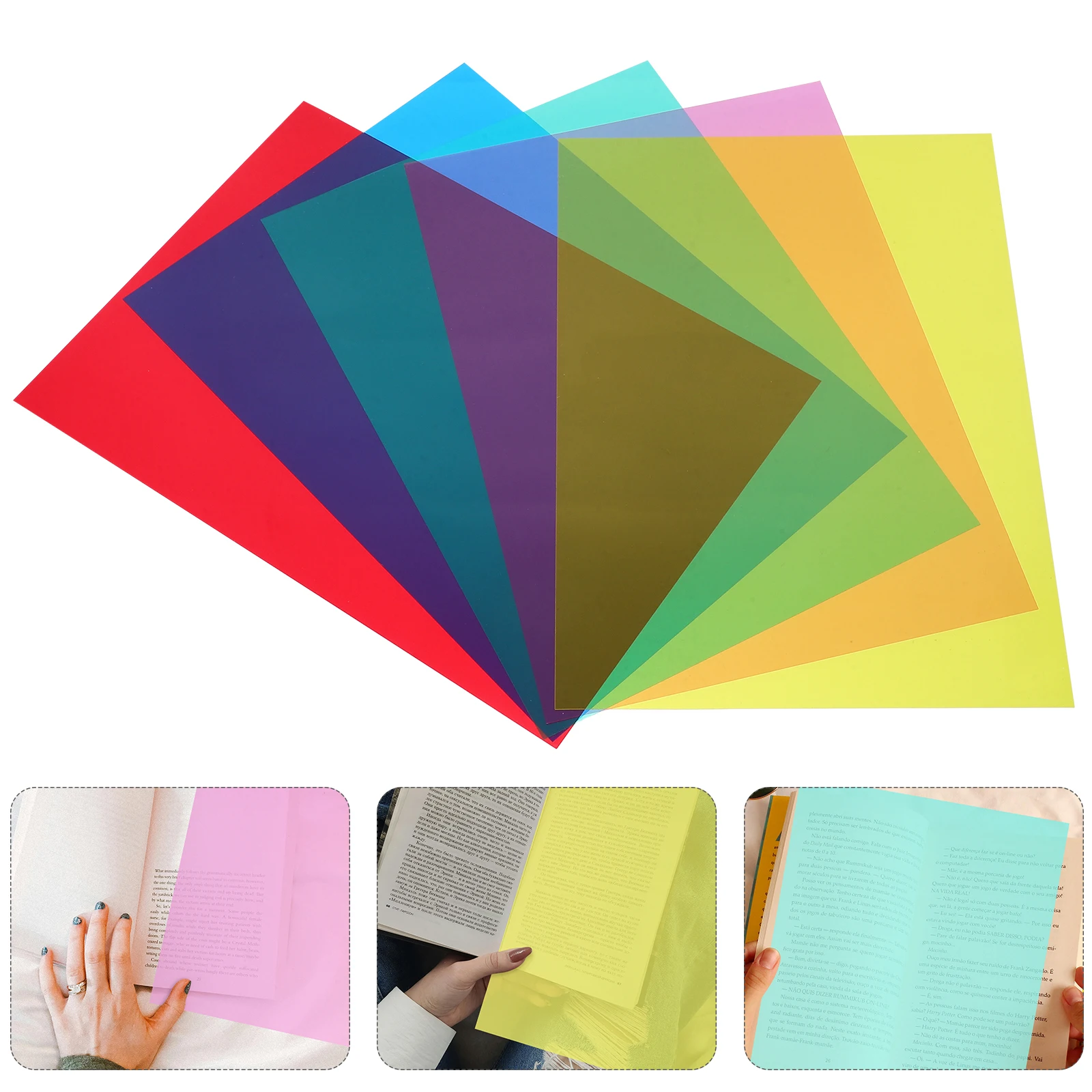 5pcs Colored Frosted Matte PVC Translucent Film Sheets Multi-Functional Reading Aid Guide Strips Light Filters