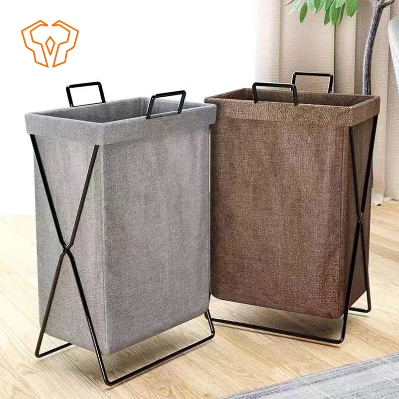 Dirty Clothes Basket Foldable Bathroom Storage Basket Canvas Resistant To Stains Light Luxury for Bathroom Use Clothes Bucket